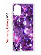 Чехол-накладка Samsung Galaxy A51 Kruche Print Purple leaves