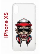Чехол-накладка Apple iPhone XS (580677) Kruche PRINT Обезьяна с наушниками