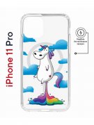 Чехол-накладка iPhone 11 Pro Kruche Magnet Print Flying Unicorn