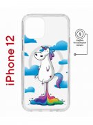 Чехол-накладка iPhone 12/12 Pro Kruche Print Flying Unicorn