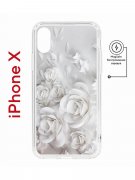 Чехол-накладка iPhone X/XS Kruche Magnet Print White roses