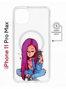 Чехол-накладка Apple iPhone 11 Pro Max (598895) Kruche PRINT Pink Hair