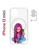 Чехол-накладка Apple iPhone 12 mini (598887) Kruche PRINT Pink Hair