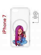 Чехол-накладка Apple iPhone 7 (598896) Kruche PRINT Pink Hair