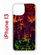 Чехол-накладка Apple iPhone 13 (606542) Kruche PRINT Neon leaves