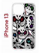 Чехол-накладка iPhone 13 Kruche Print Angry Cats