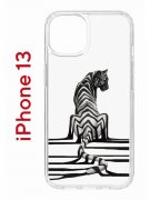 Чехол-накладка Apple iPhone 13 (606542) Kruche PRINT Tiger