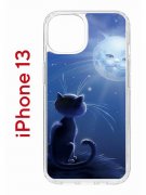 Чехол-накладка iPhone 13 Kruche Print Лунный кот