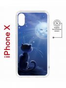 Чехол-накладка iPhone X/XS Kruche Magnet Print Лунный кот
