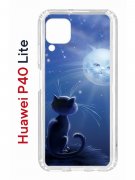 Чехол-накладка Huawei P40 Lite Kruche Print Лунный кот