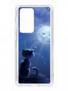 Чехол-накладка Huawei P40 Pro (588936) Kruche PRINT Лунный кот