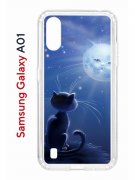 Чехол-накладка Samsung Galaxy A01/A015 (583858) Kruche PRINT Лунный кот