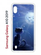 Чехол-накладка Samsung Galaxy A10 2019 Kruche Print Лунный кот