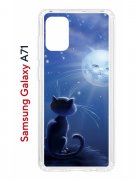 Чехол-накладка Samsung Galaxy A71 Kruche Print Лунный кот