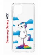 Чехол-накладка Samsung Galaxy A22 (606545) Kruche PRINT Flying Unicorn