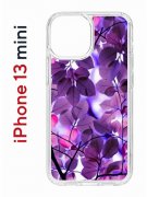 Чехол-накладка iPhone 13 mini Kruche Print Purple leaves