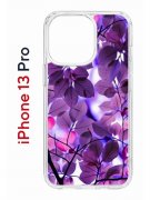 Чехол-накладка iPhone 13 Pro Kruche Print Purple leaves