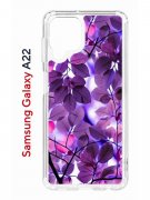 Чехол-накладка Samsung Galaxy A22 (606545) Kruche PRINT Purple leaves