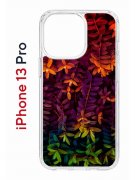 Чехол-накладка Apple iPhone 13 Pro (606543) Kruche PRINT Neon leaves