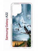 Чехол-накладка Samsung Galaxy A22 Kruche Print Журавли