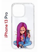 Чехол-накладка iPhone 13 Pro Kruche Print Pink Hair