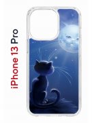 Чехол-накладка iPhone 13 Pro Kruche Print Лунный кот