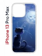 Чехол-накладка iPhone 13 Pro Max Kruche Print Лунный кот