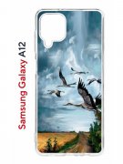 Чехол-накладка Samsung Galaxy A12 (608589) Kruche PRINT Журавли