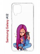 Чехол-накладка Samsung Galaxy A12 (608589) Kruche PRINT Pink Hair