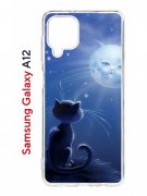 Чехол-накладка Samsung Galaxy A12/M12 Kruche Print Лунный кот