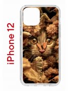 Чехол-накладка Apple iPhone 12  (588925) Kruche PRINT Котик с рыбками