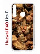 Чехол-накладка Huawei P40 Lite E/Honor 9C Kruche Print Котик с рыбками