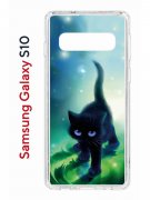 Чехол-накладка Samsung Galaxy S10 Kruche Print Черный кот