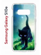 Чехол-накладка Samsung Galaxy S10e Kruche Print Черный кот