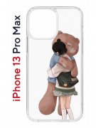 Чехол-накладка iPhone 13 Pro Max Kruche Print Девочка с мишкой