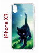 Чехол-накладка iPhone XR Kruche Print Черный кот