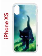Чехол-накладка iPhone X/XS Kruche Print Черный кот