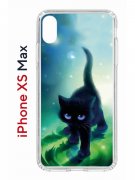 Чехол-накладка Apple iPhone XS Max (580655) Kruche PRINT Черный кот