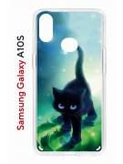 Чехол-накладка Samsung Galaxy A10S Kruche Print Черный кот