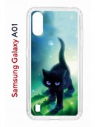 Чехол-накладка Samsung Galaxy A01/A015 Kruche Print Черный кот
