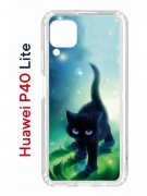 Чехол-накладка Huawei P40 Lite Kruche Print Черный кот