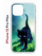Чехол-накладка iPhone 12 Pro Max Kruche Print Черный кот