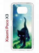 Чехол-накладка Xiaomi Poco X3/Poco X3 Pro Kruche Print Черный кот