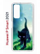 Чехол-накладка Huawei P Smart 2021 Kruche Print Черный кот
