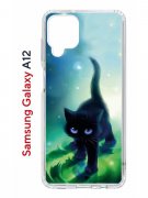 Чехол-накладка Samsung Galaxy A12/M12 Kruche Print Черный кот