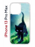 Чехол-накладка iPhone 13 Pro Max Kruche Print Черный кот