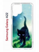 Чехол-накладка Samsung Galaxy A22 Kruche Print Черный кот