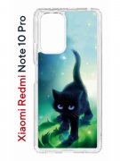 Чехол-накладка Xiaomi Redmi Note 10 Pro Kruche Print Черный кот