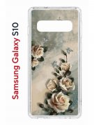 Чехол-накладка Samsung Galaxy S10 Kruche Print Белая роза