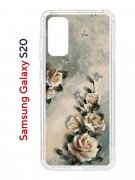 Чехол-накладка Samsung Galaxy S20 Kruche Print Белая роза